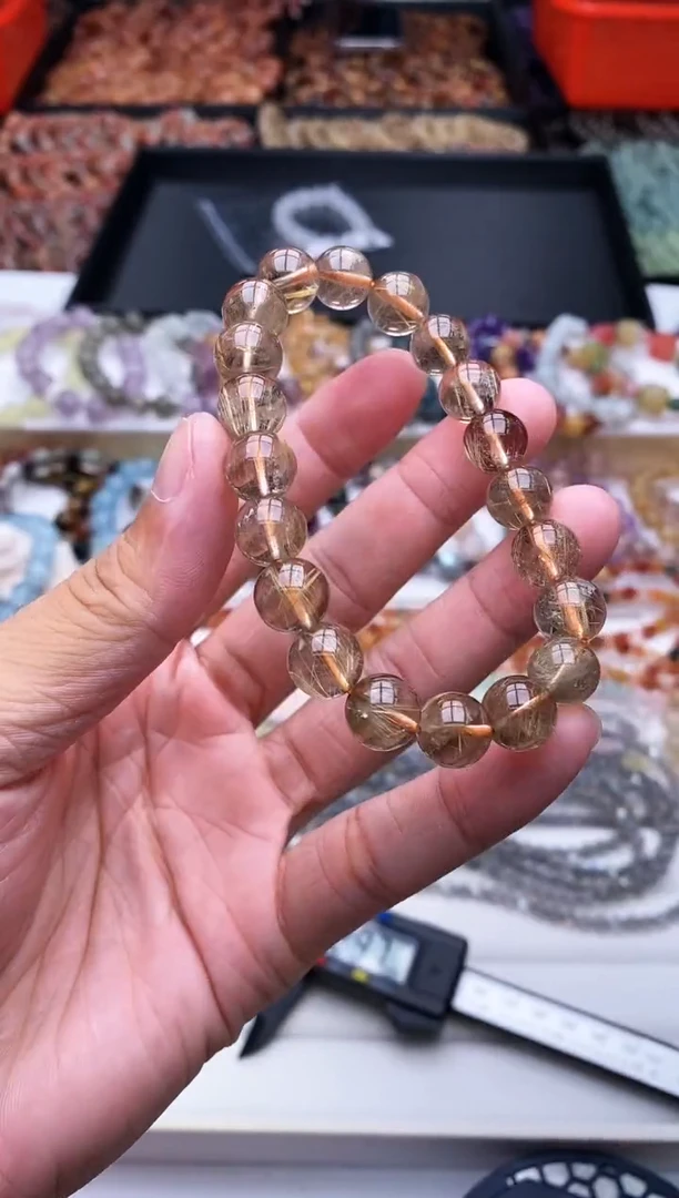 【闪购商品】发晶手链未镶嵌透体金发晶手串10m