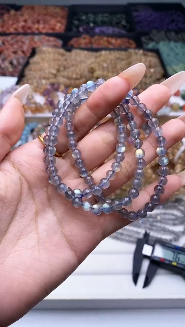 【闪购商品】拉长石手链未镶嵌高货灰月光多圈5m