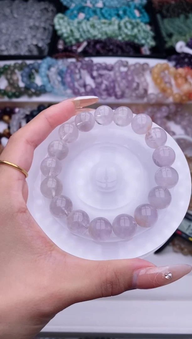 【闪购商品】水晶手链未镶嵌岛屿紫兔毛水晶手串13m