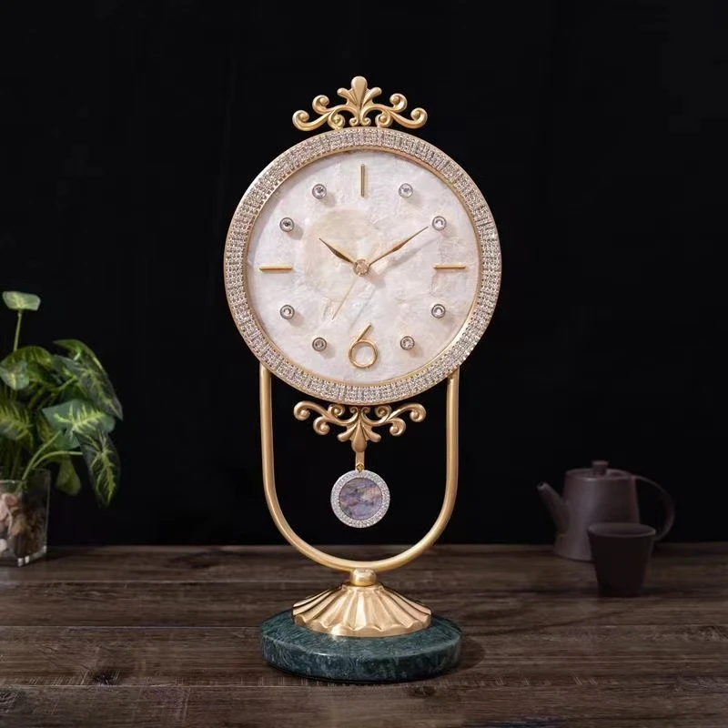轻奢座钟台钟欧式桌面摆件钟表时钟客厅坐钟高端大气静音时尚家用