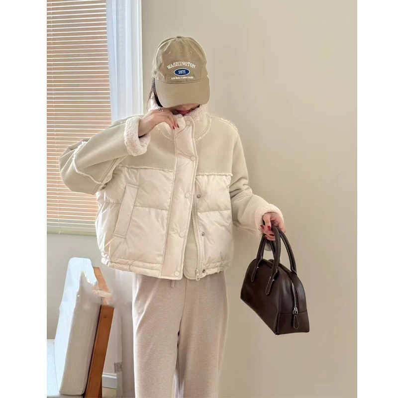 9430短款棉服外套女2024冬季拼接立领小个子上衣