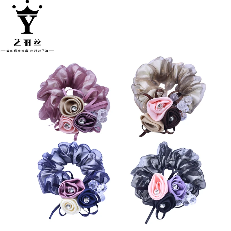 艺丽丝 花朵新款[桃之夭夭]发圈YL299紫YL299蓝YL299香槟YL299黑