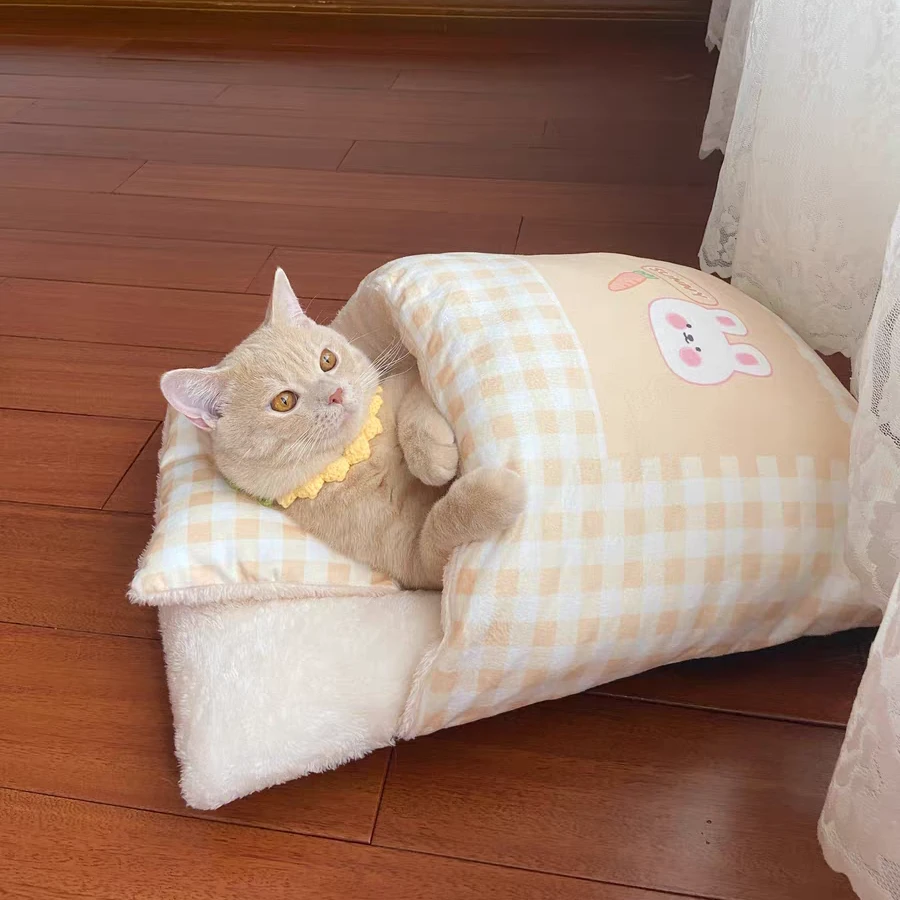猫咪窝猫床半封闭式加厚睡袋小猫窝秋冬季保暖狗狗宠物床垫子柔软