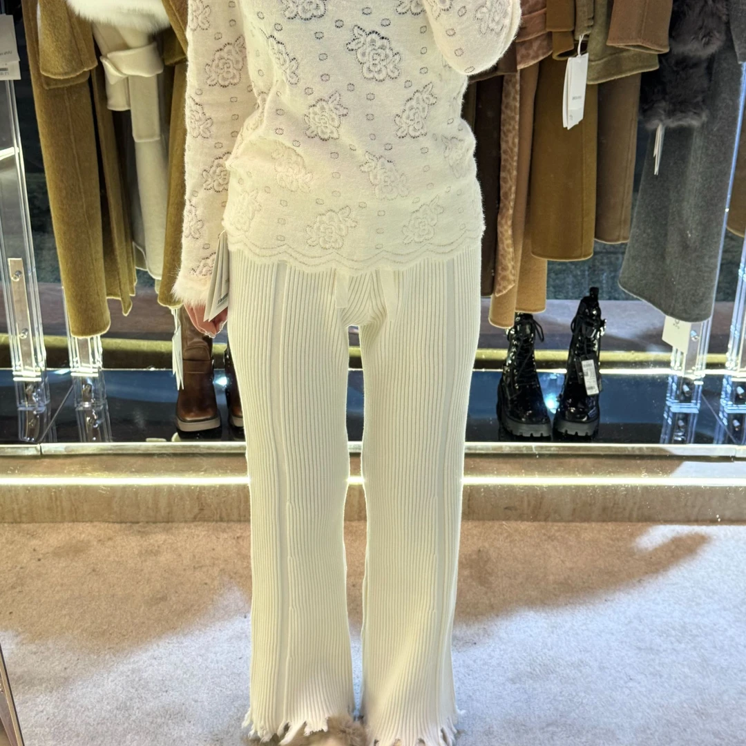 针织拖地裤女裤冬季