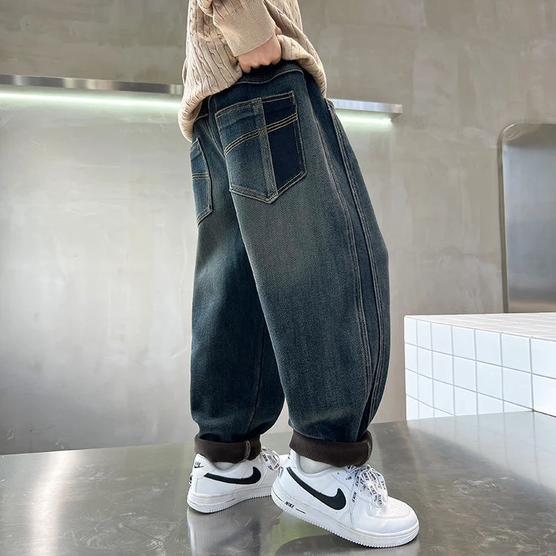 男童牛仔裤春秋2024新款中大童裤子儿童休闲男孩秋季长裤宽松韩版