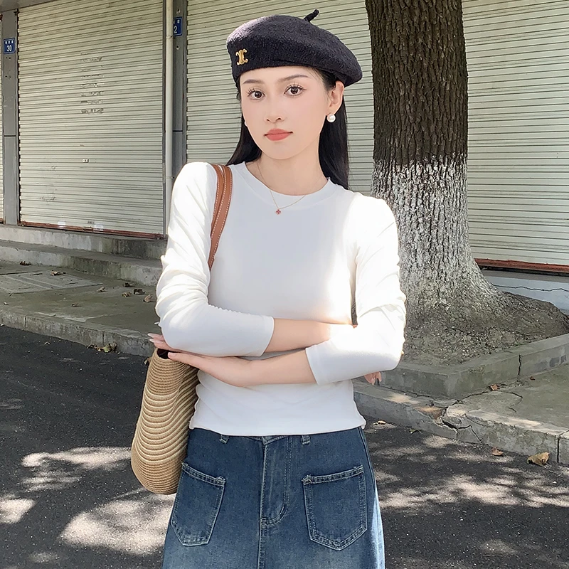 【有运补】★倪儿美 柜货 线下已卖爆！圆领打底衫修身针织螺纹款0012