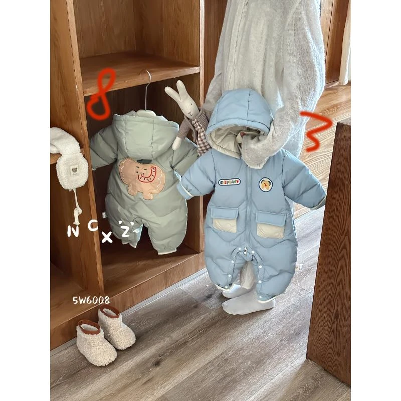 冬季零带帽下加厚婴儿宝宝连帽保暖大耳朵萌象羽绒服婴幼儿6008