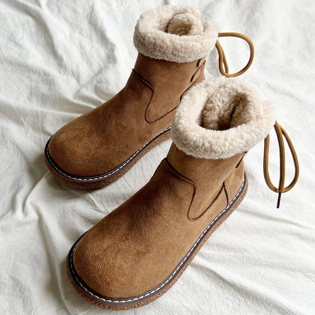 东北大棉鞋女2024年新款冬季加绒保暖防滑雪地靴时尚系带小短靴女