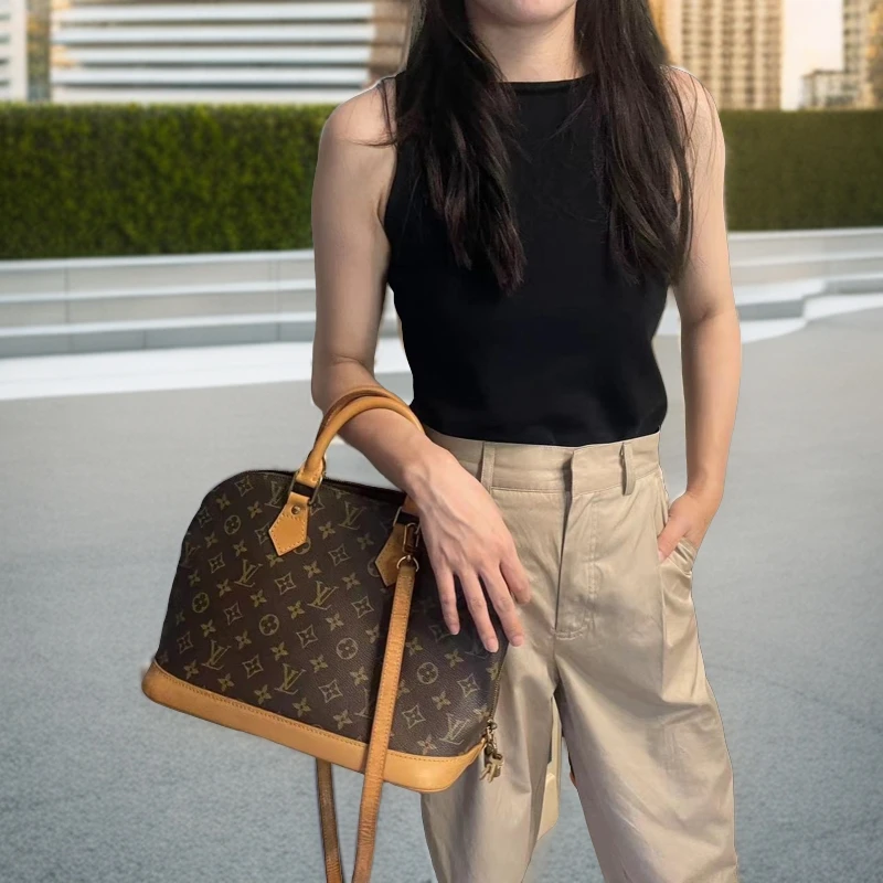 95新 LouisVuitton/路易威登 LV老花贝壳手提包