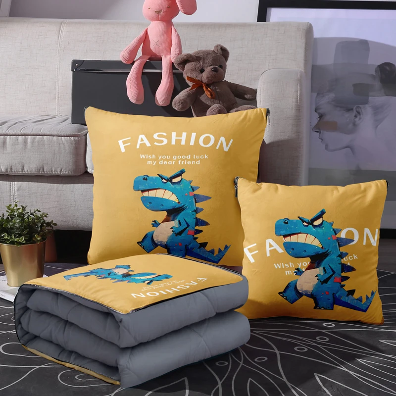 水晶绒抱枕被子两用多功能车载卡通加厚牛奶绒办公室午睡枕松弛感