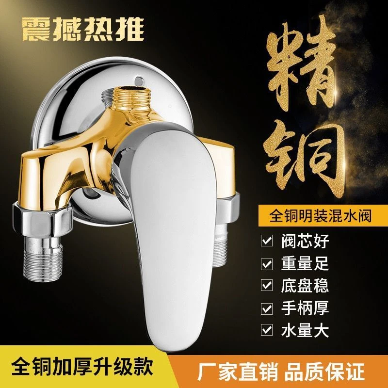 高品质全铜明装冷热水龙头增压淋浴花洒太阳能电热水器混水阀开关