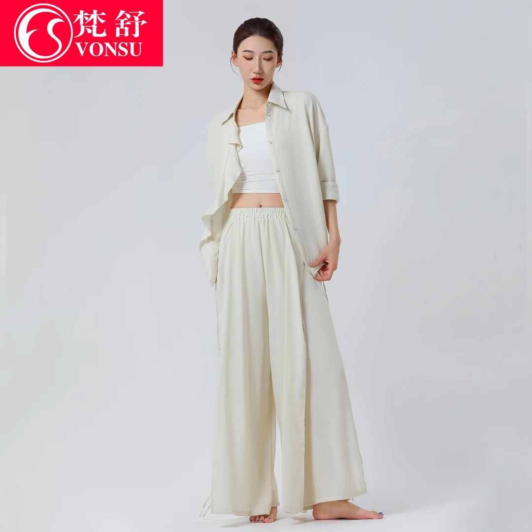 梵舒现代舞练功服中国舞古典舞舞蹈上衣仿棉皱裤子练功服女XS3415