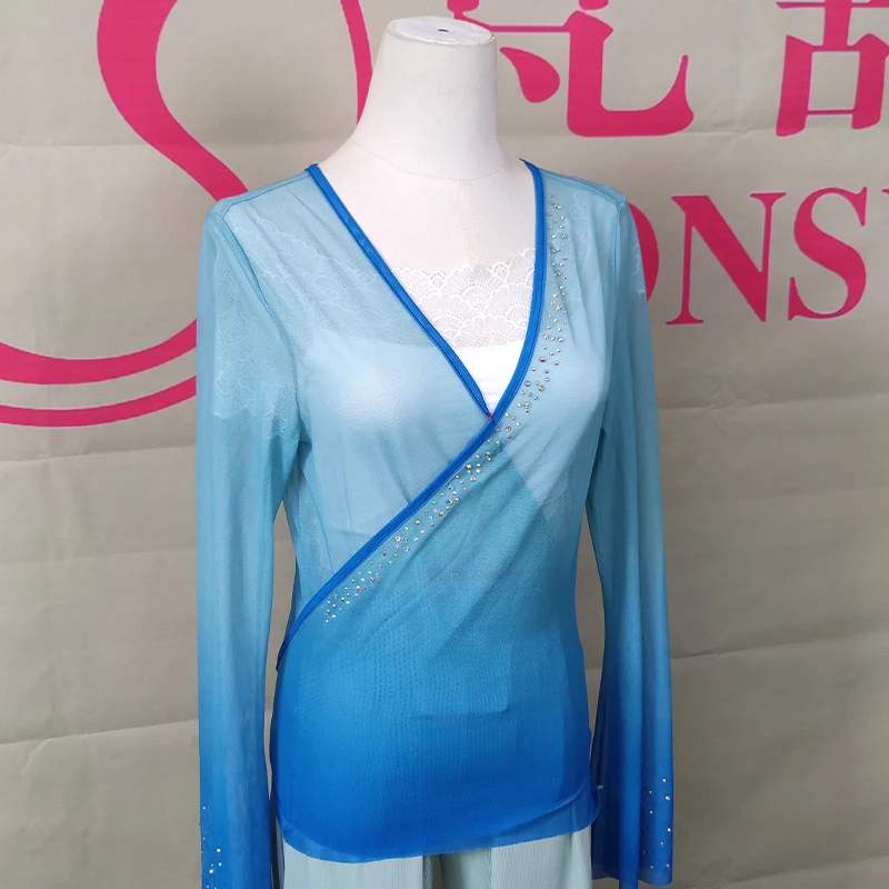 梵舒古典舞身韵服纱衣飘逸女新款渐变色GS0023蓝丹青