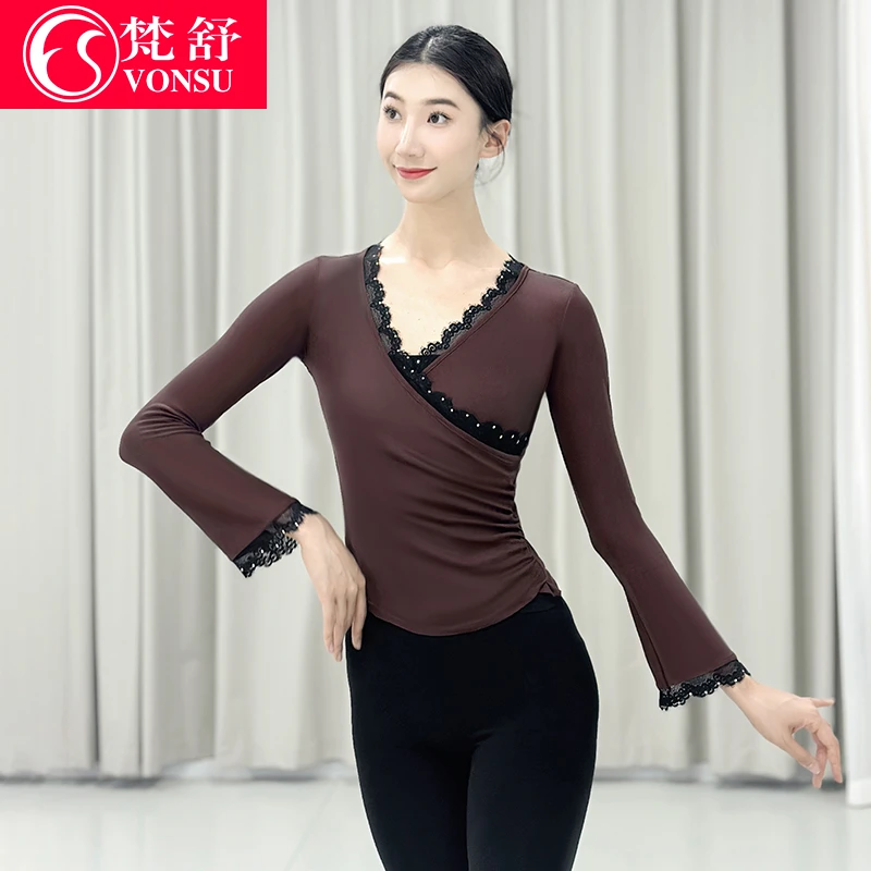 梵舒打底衫长袖时尚女士拉丁舞练功服舞服立体裁剪XS3363