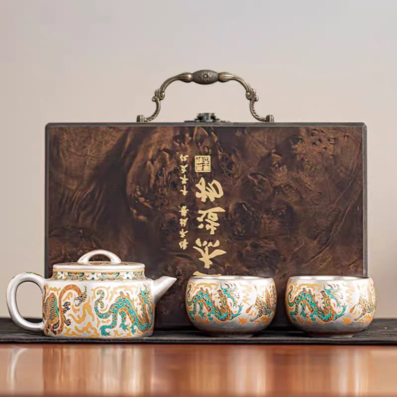 周鸿杰大师敦煌文创鎏银高档国风功夫茶具泡茶壶茶杯套装伴手礼物