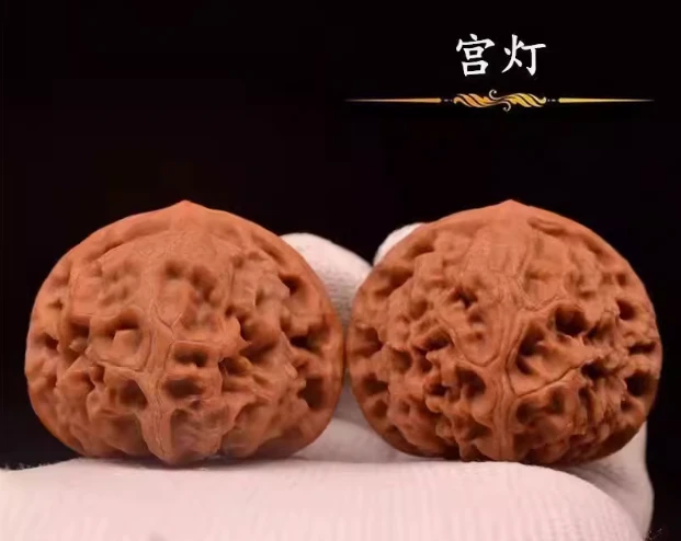 涞水文玩麻核桃宫灯玉玺狮子头圆润饱满纹路浅骨质硬盘玩手把件