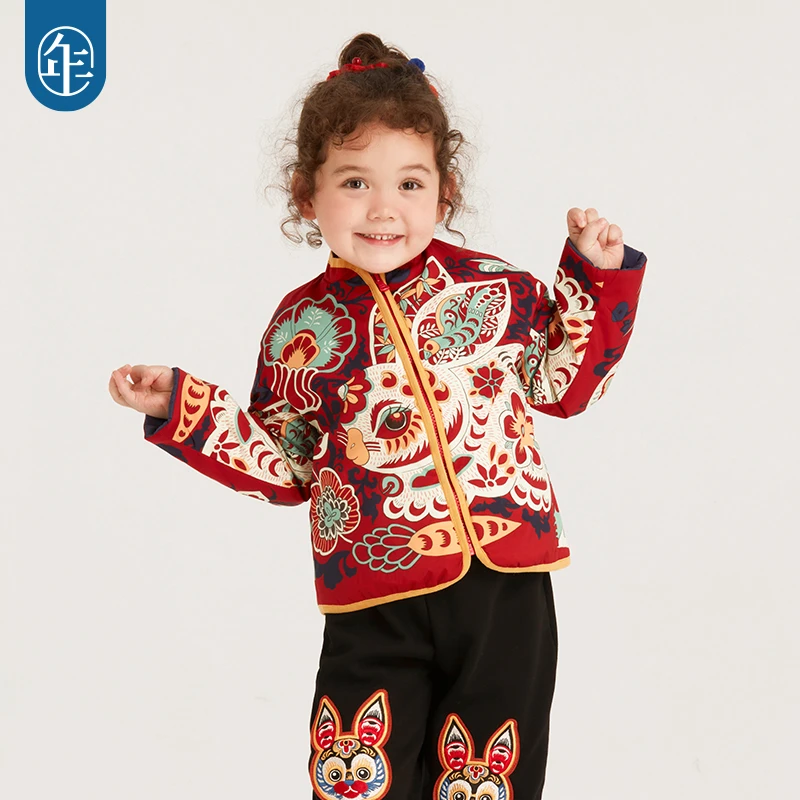 年衣童装儿童外套男童夹克国风加厚冬季宝宝拜年服小童秋冬民族风