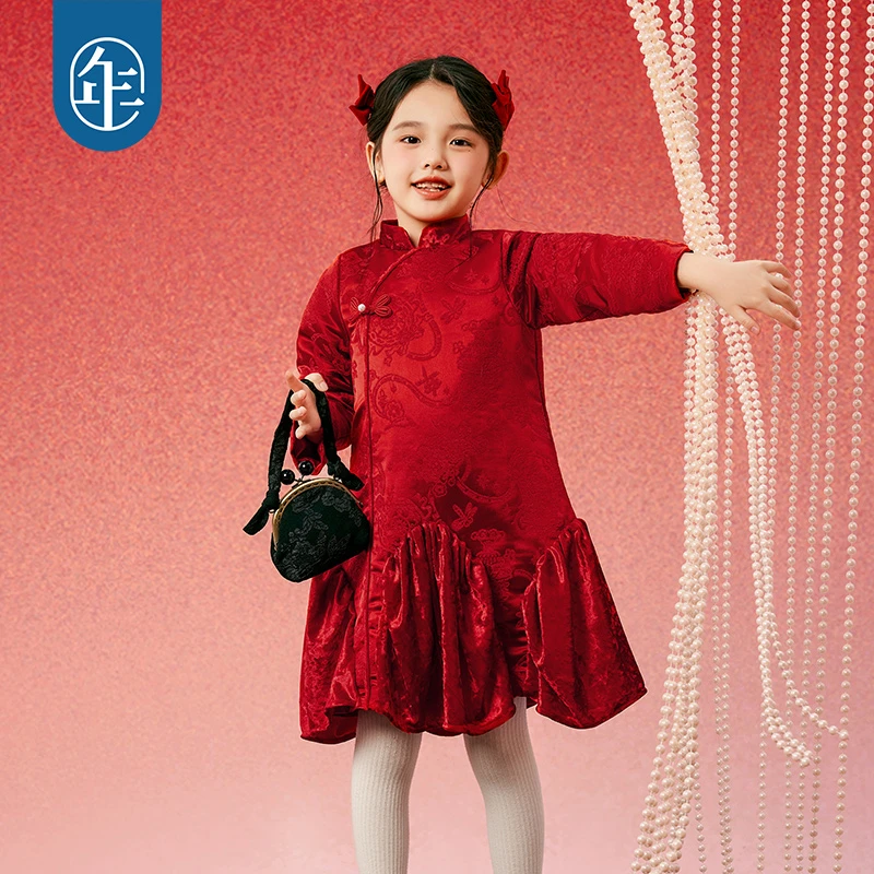 【瑞德品客旗袍】年衣儿童旗袍2024新款冬女童连衣裙中式长袖公主