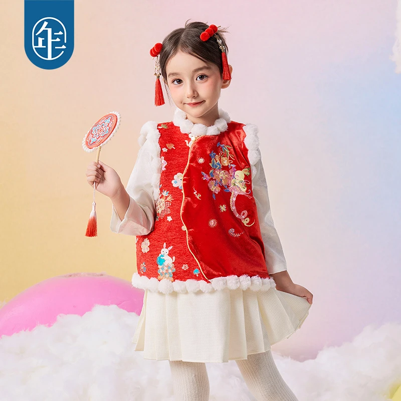 【年年厚福】年衣童装新中式马甲女童秋冬款唐装上衣坎肩刺绣马夹