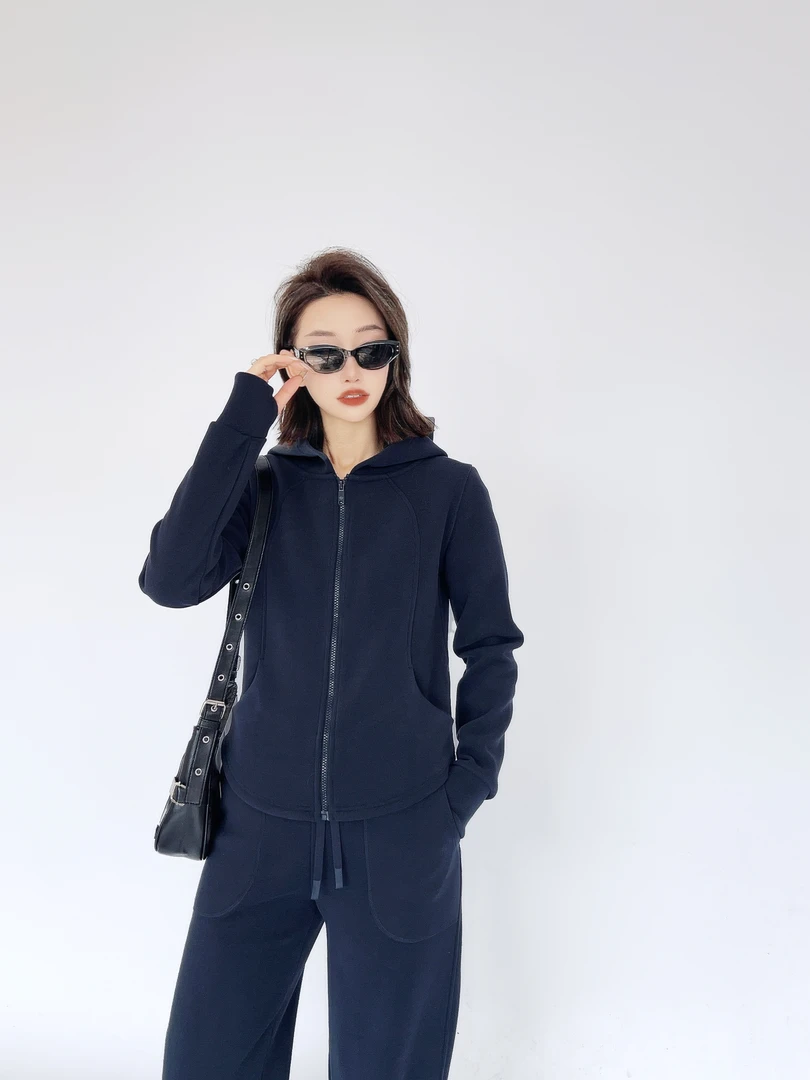 2025春季新款连帽休闲时尚松紧腰卫衣女套装【823】