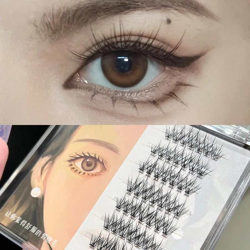 烟柔冰淇淋假睫毛女自然仿真仙子毛嫁接睫毛自粘单簇鱼尾羽扇款