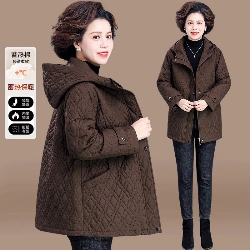 中老年妈妈羽绒棉服大码冬装外套2025新款阔太太秋冬季棉衣女