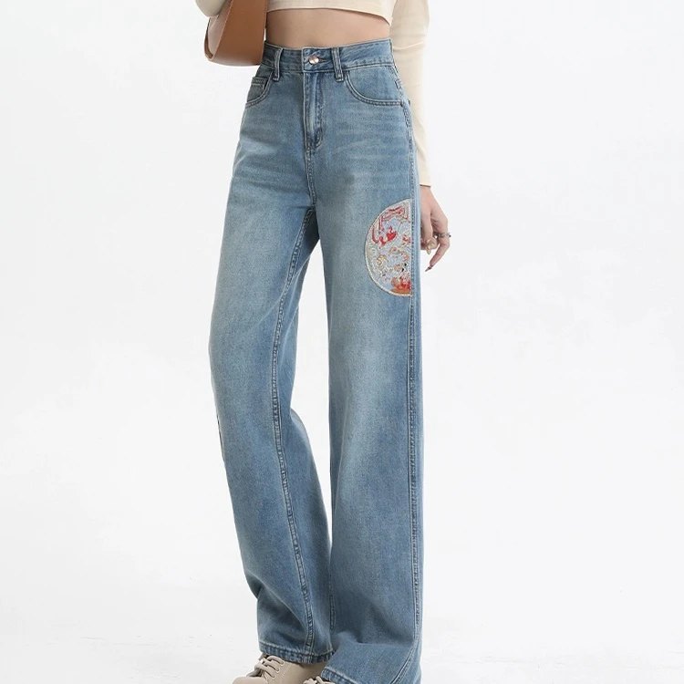 QIYI/七亿-F95250108-2 新中式窄版牛仔直筒裤