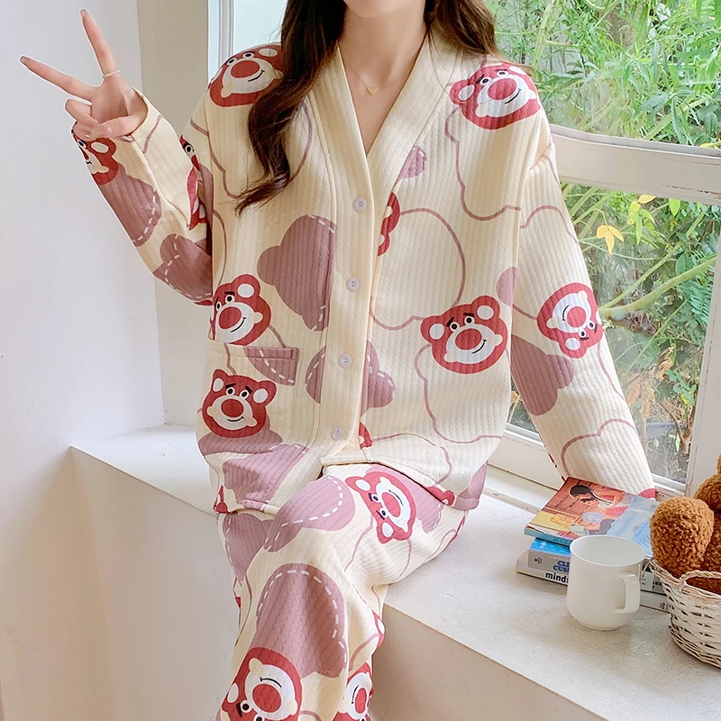 孕妇睡衣套装秋冬款孕晚期裤子可调节大码哺乳冬天月子服冬季产后