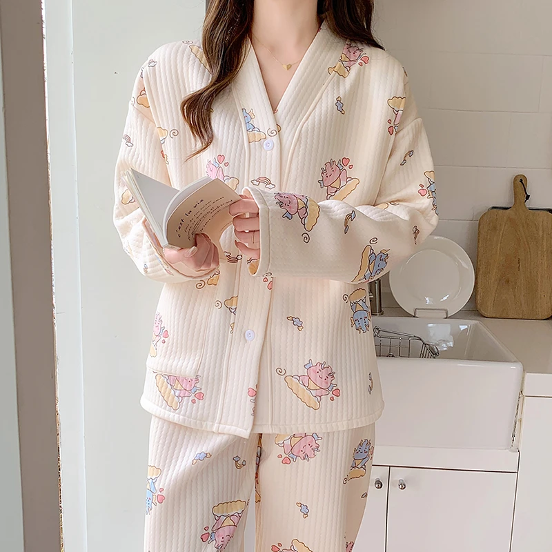 孕妇睡衣秋冬款裤子可调节大码200斤哺乳喂奶秋冬月子服冬季产后