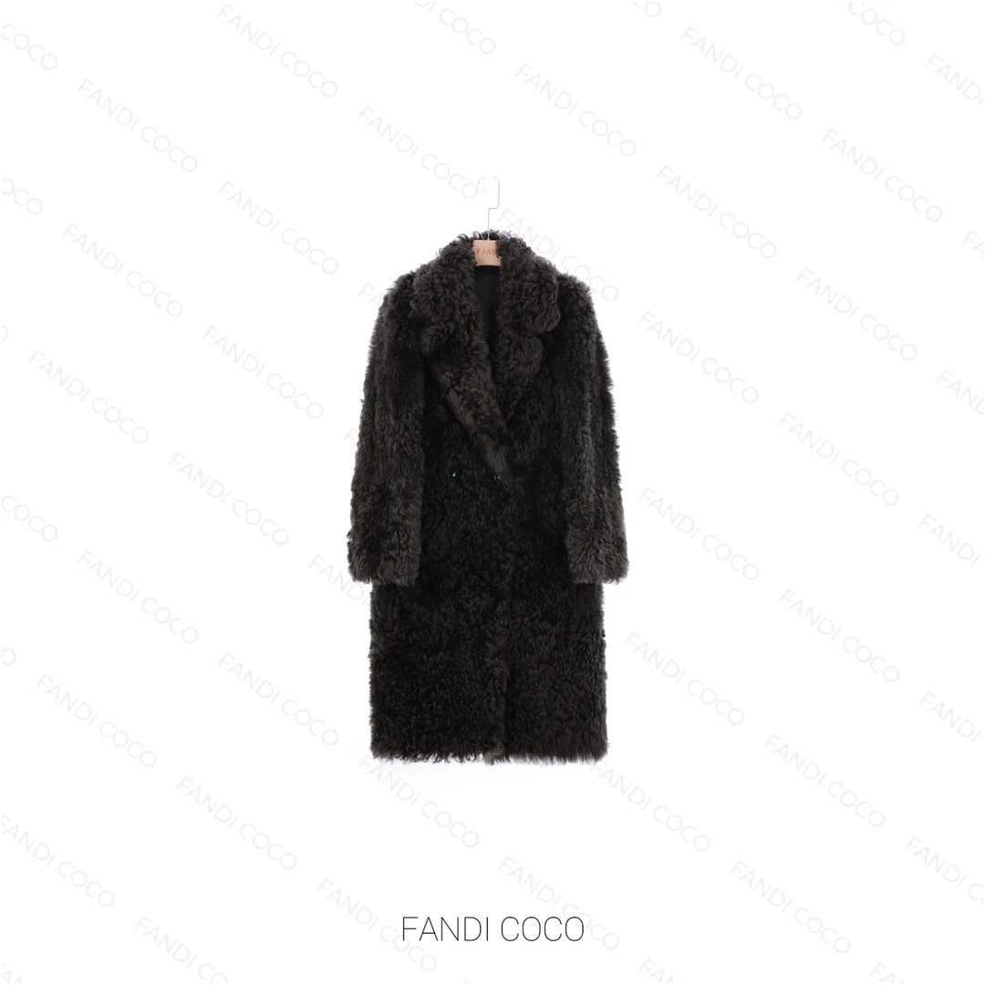 FANDI COCO “大翻领托斯卡纳长” A3184进口托卡羊皮羊毛一体外套
