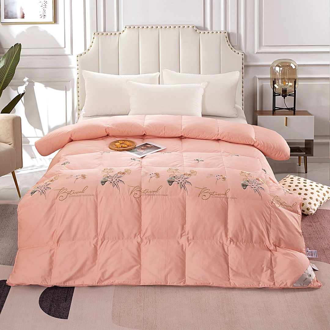 羽绒被现充全棉刺绣填充95%白鹅绒加厚冬被