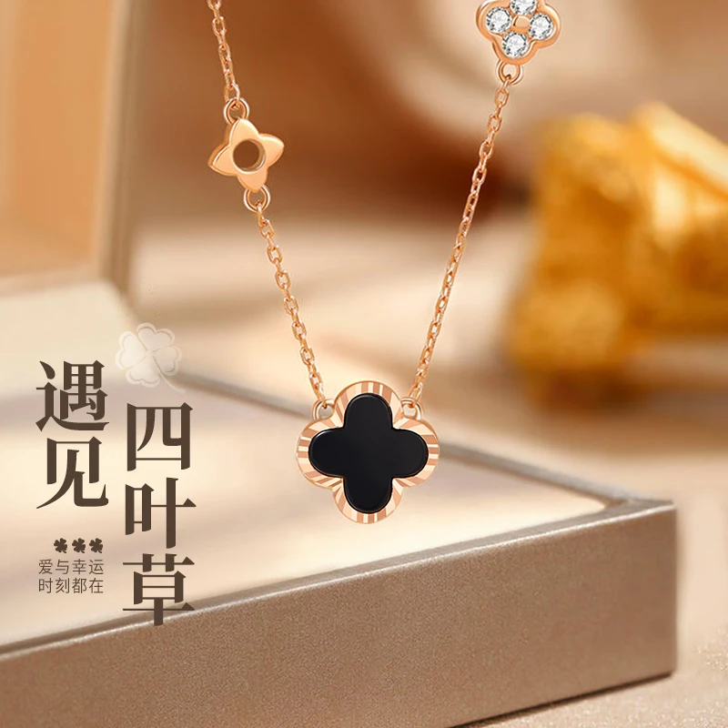 坠链均足银 四叶草纯银项链女2025新爆款轻奢生日七夕礼物送女友