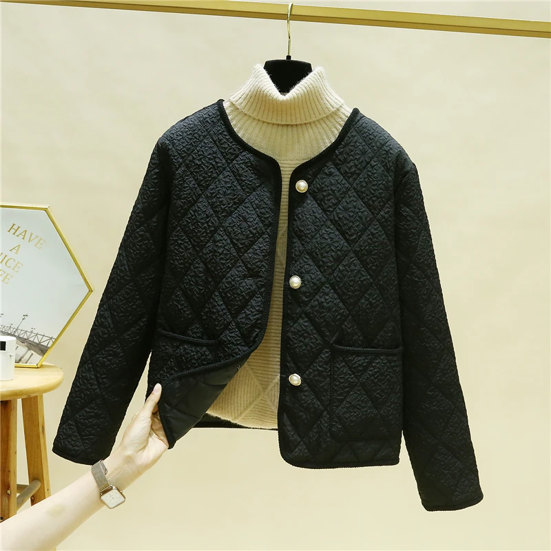 小香风棉服女秋冬季薄款2023女士棒球领棉衣短款休闲保暖时尚棉袄