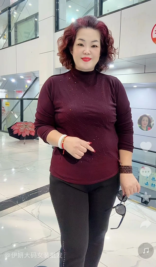 上衣紫红色加绒加厚8926网红长袖2024大码时尚洋气百搭休闲高品质