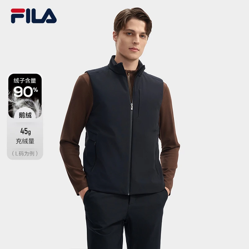 Fila/斐乐男士羽绒马甲2024冬季新款90鹅绒保暖外套F11M442916F