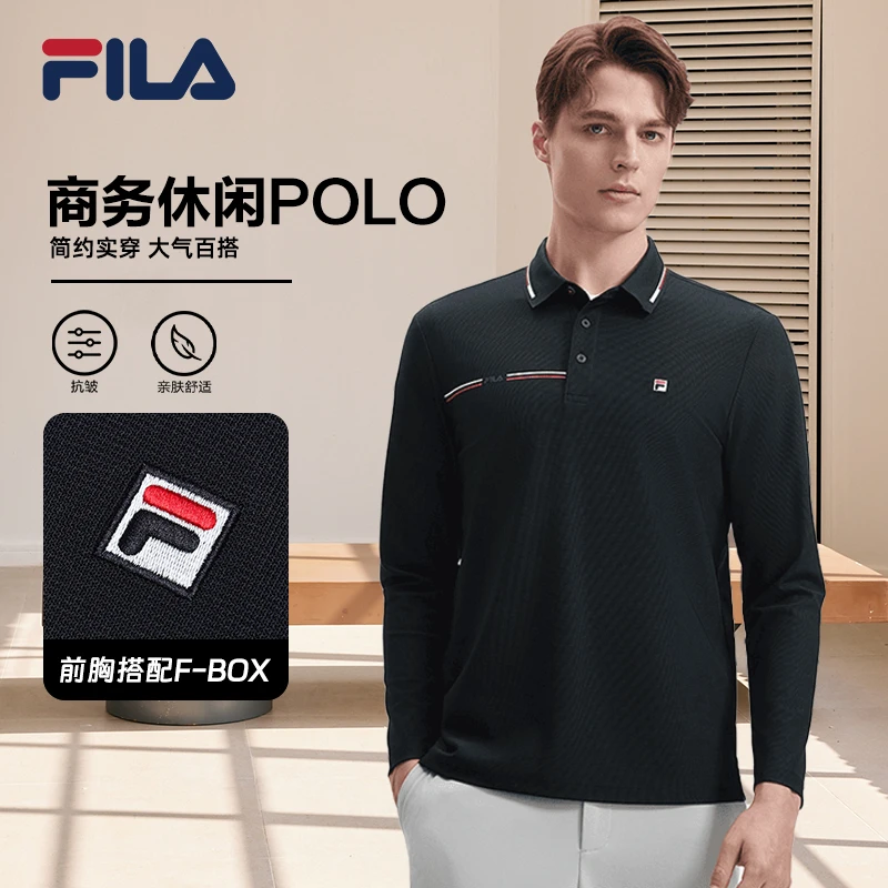 Fila/斐乐男士【双十一提前购】简约舒适商务长袖PoloF11M431203F