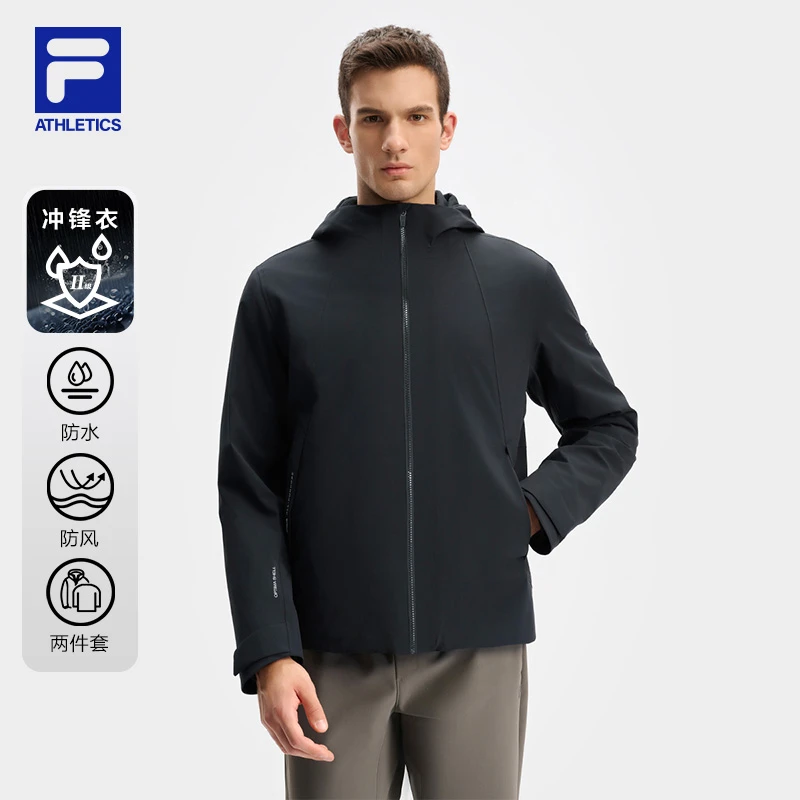 Fila/斐乐男【斐护冲锋衣两件套】防水加绒内里连帽外套A11M441710F