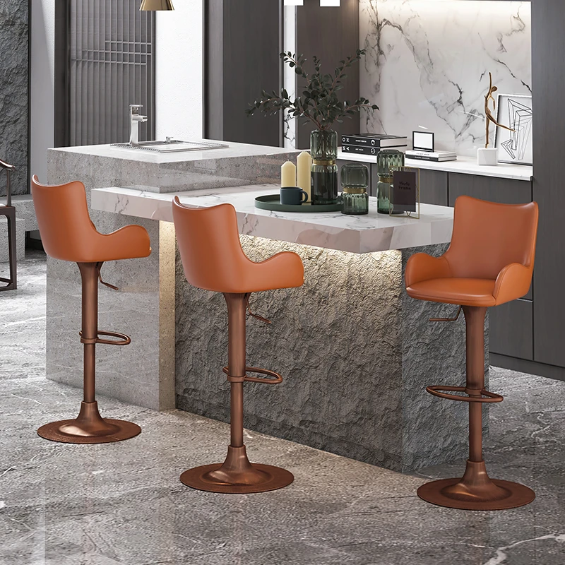 和顿 高端吧台椅家用 侘寂风吧台椅椅子轻奢意式极简吧台椅 7198