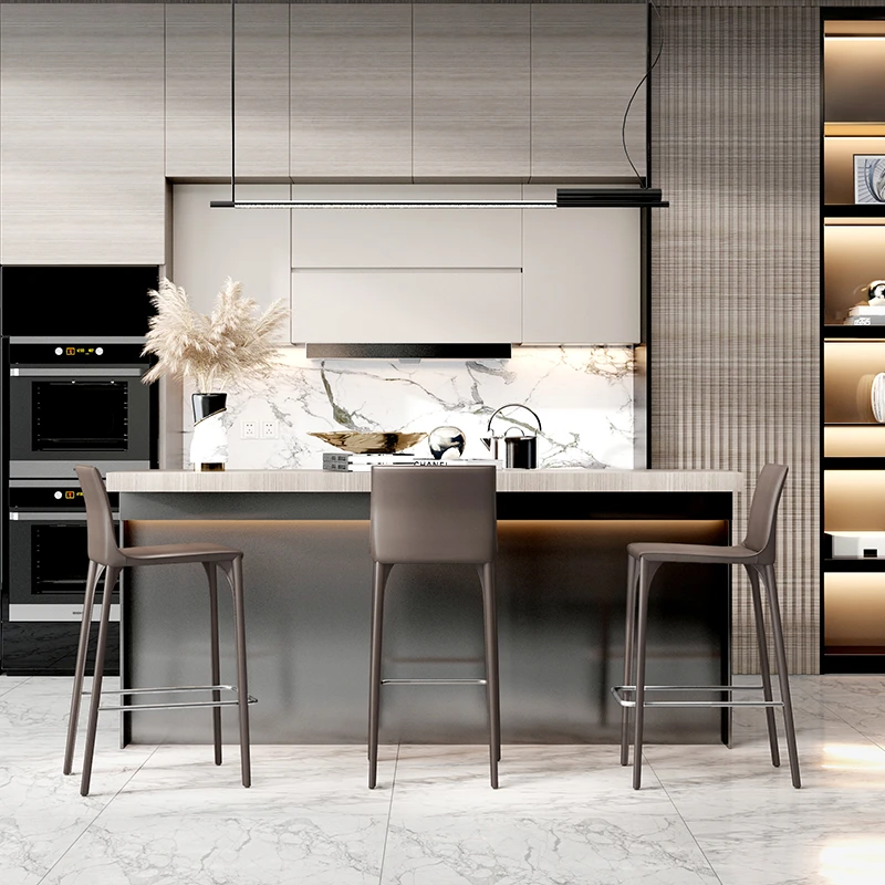 和顿 吧台椅马鞍皮 高脚吧凳家用酒吧真皮北欧轻奢现代简约708