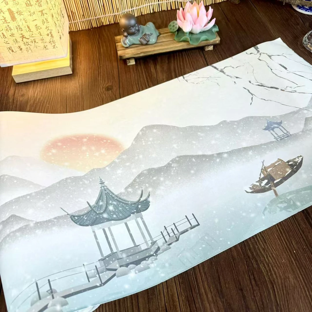 双十一【微喷蜡染冬日叙诗长卷】小楷行草书半生半熟作品宣纸