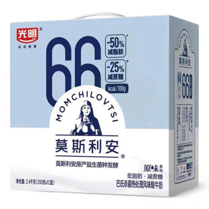 光明 莫斯利安 原味风味酸牛奶 低脂肪 减蔗糖 200g*12