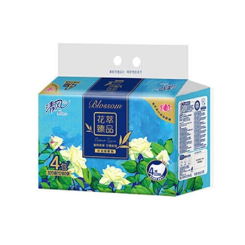 清风花萃香氛压花面巾纸抽纸4*80抽/1提（新老包装随机发货）