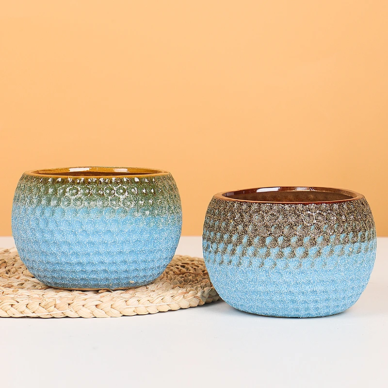 陶瓷花盆粗陶透气仙人球掌植物专用盆创意个性办公桌面植物花盆大