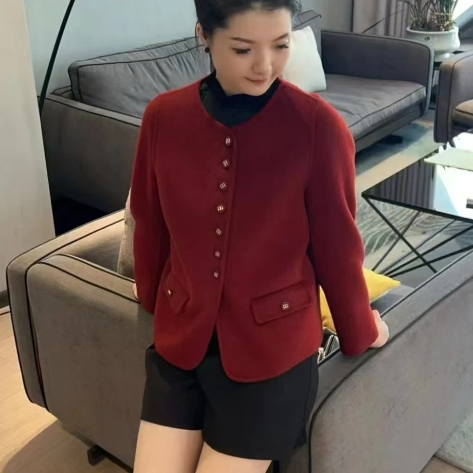 双面羊绒短裤小香风