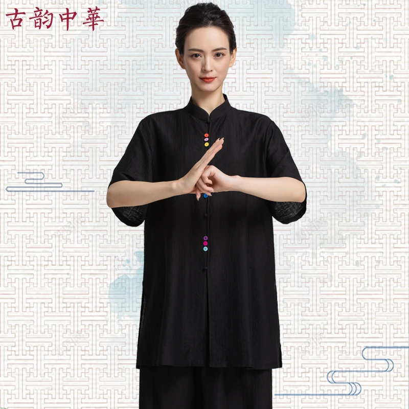 中袖八段锦练功服夏季太极服女款新款太极拳练功服女套装夏季薄款