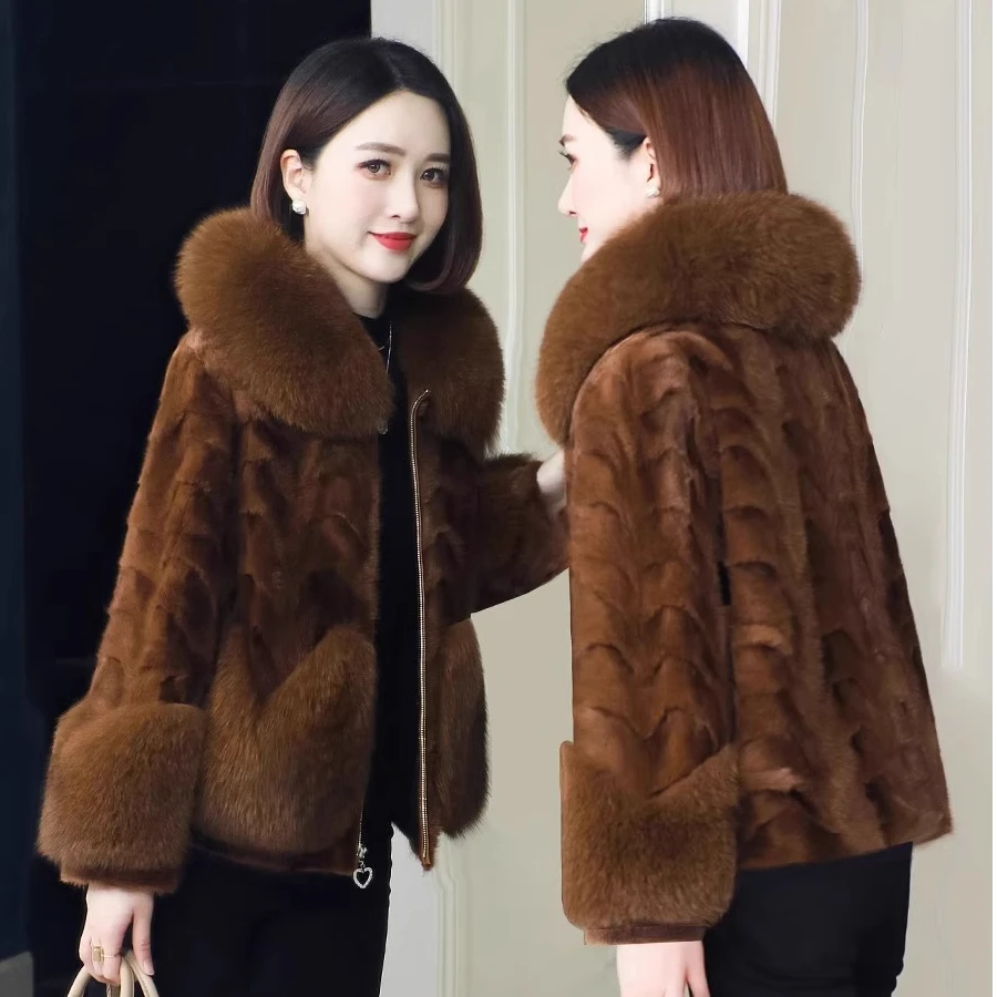 2025年海宁水貂冬季新款皮草加厚保暖大衣女气质短款高贵时尚外套