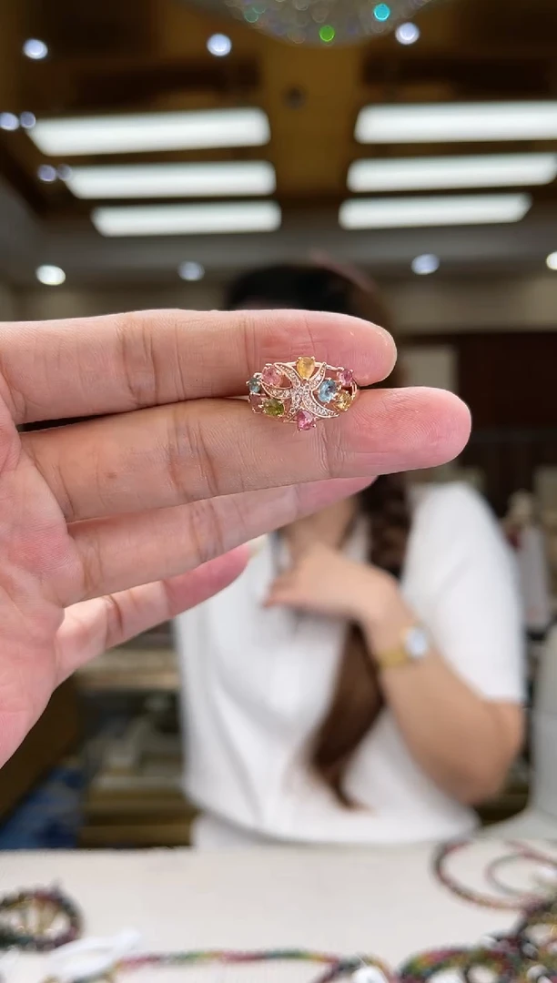 【闪购商品】碧玺/银S925镶嵌碧玺戒指多样性发货