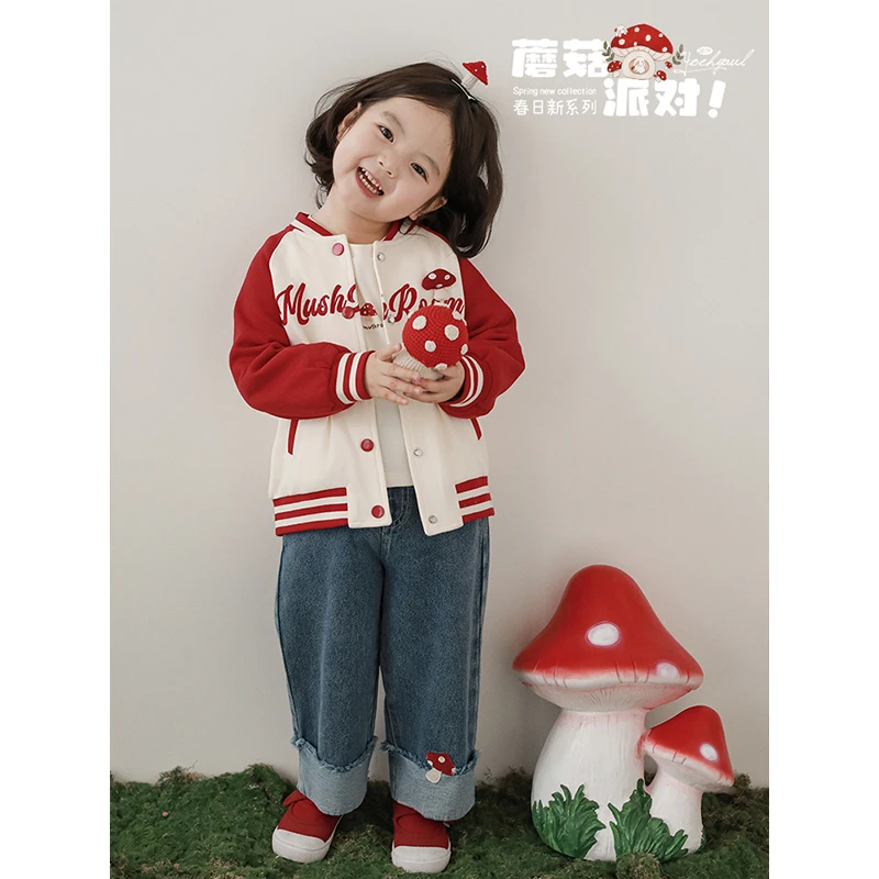 幼悠【蘑菇派对】春一波儿童长袖百搭上衣女童时尚休闲外套 ZC0033