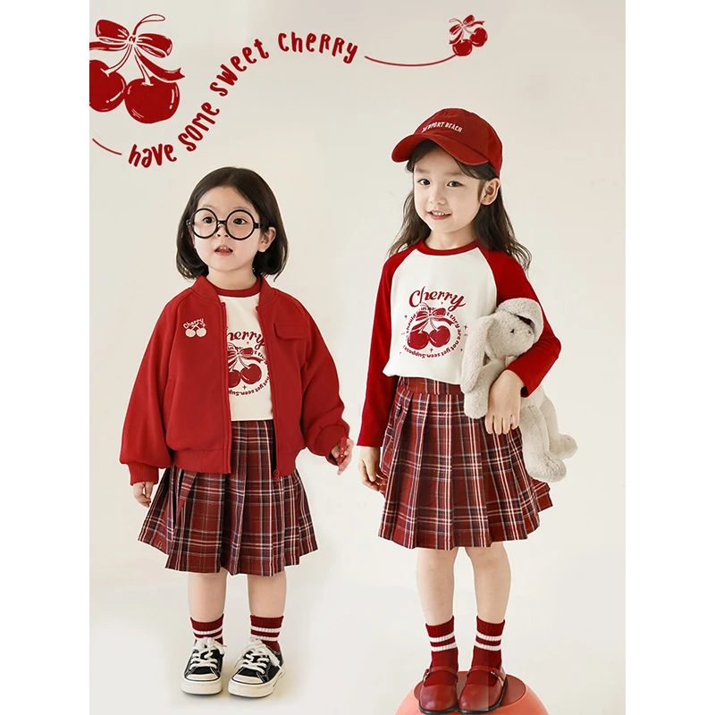 【现货3-6】幼悠樱桃炸弹春一灵感水浆印花收腰洋气女童外套 WC0024