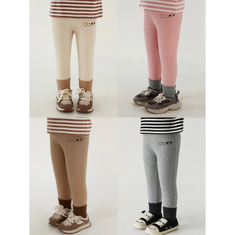 幼悠【舒适圈】春一波儿童洋气百搭外穿坑条女童卡通打底裤 CC0030